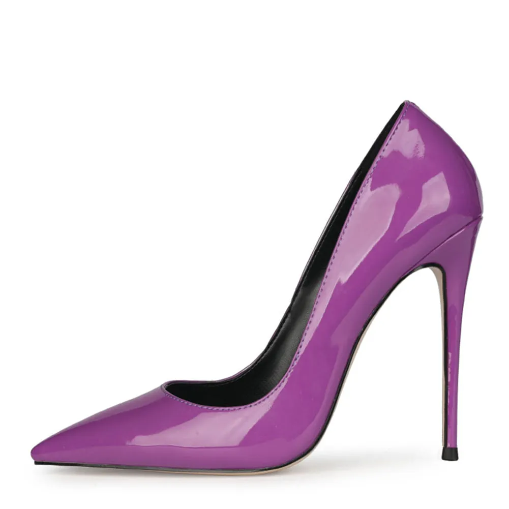 12cm Violet Patent Leather Pumps Sexy Stilettos Dress Party High Heels