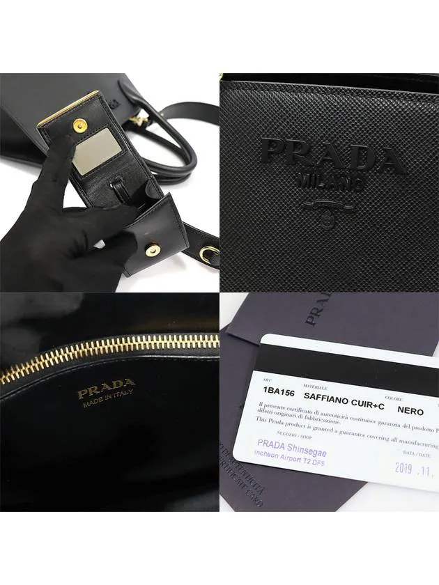 1BA156 Black Saffiano Cuir Monochrome Small Top Handle 2WAY