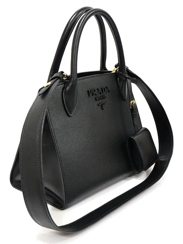 1BA156 Black Saffiano Cuir Monochrome Small Top Handle 2WAY