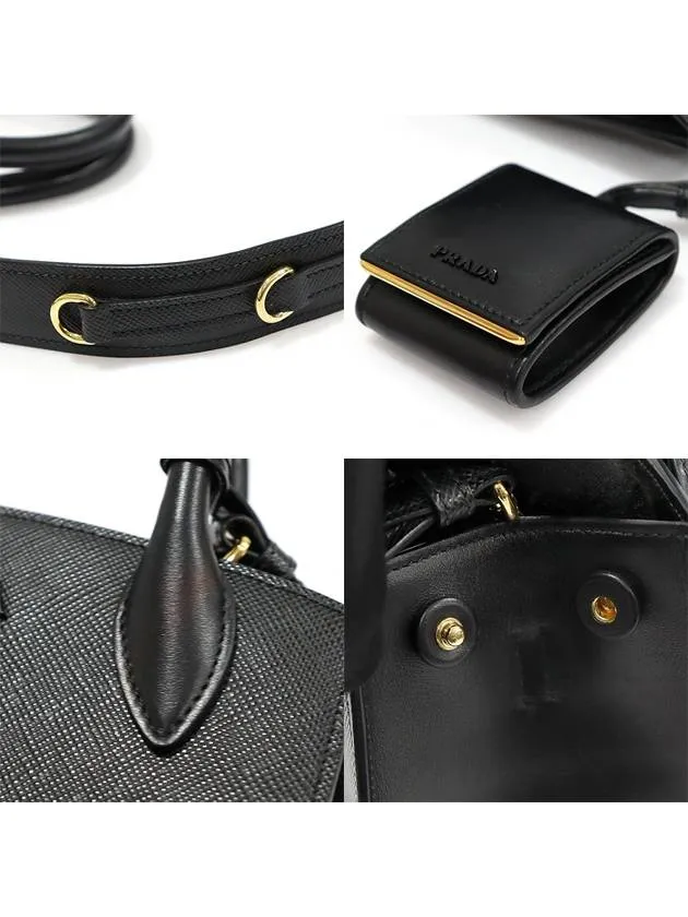 1BA156 Black Saffiano Cuir Monochrome Small Top Handle 2WAY