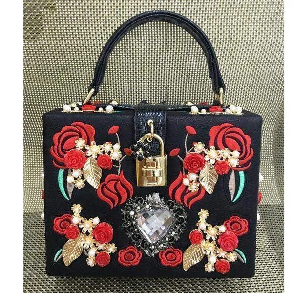 22 Designs, Rectangle Diamond evening flower Clutch bling Bags
