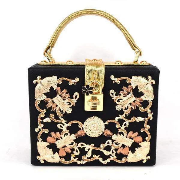 22 Designs, Rectangle Diamond evening flower Clutch bling Bags