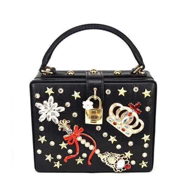 22 Designs, Rectangle Diamond evening flower Clutch bling Bags