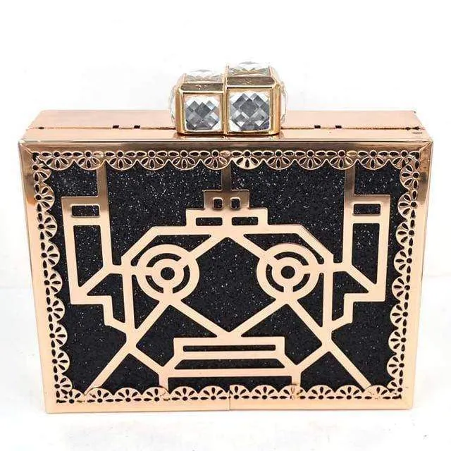 22 Designs, Rectangle Diamond evening flower Clutch bling Bags