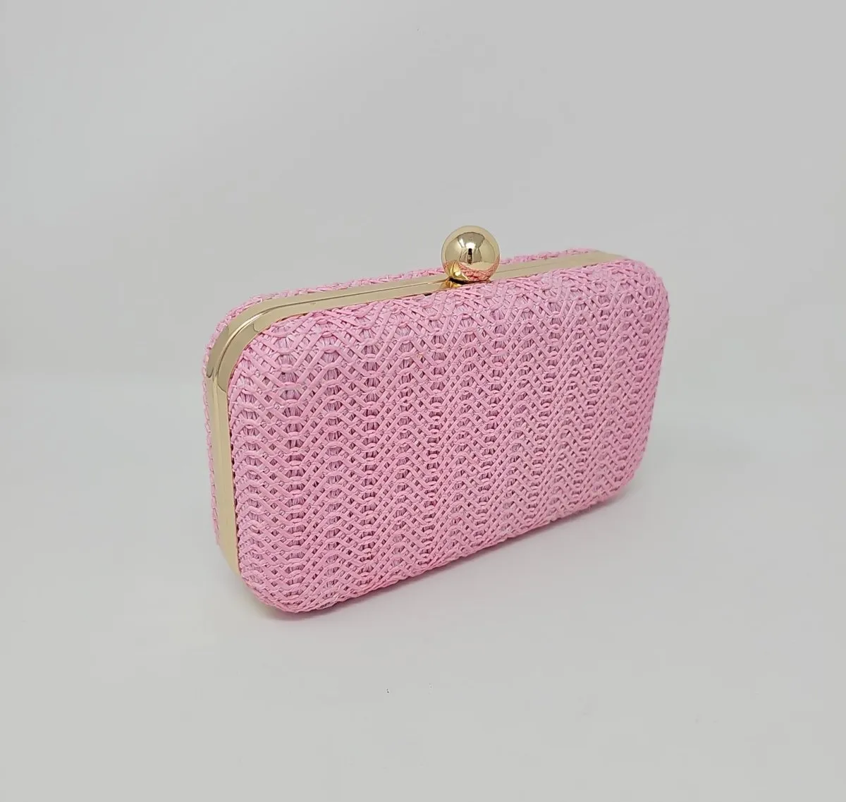 Baby Pink Knit Clutch Bag
