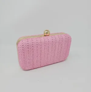 Baby Pink Knit Clutch Bag