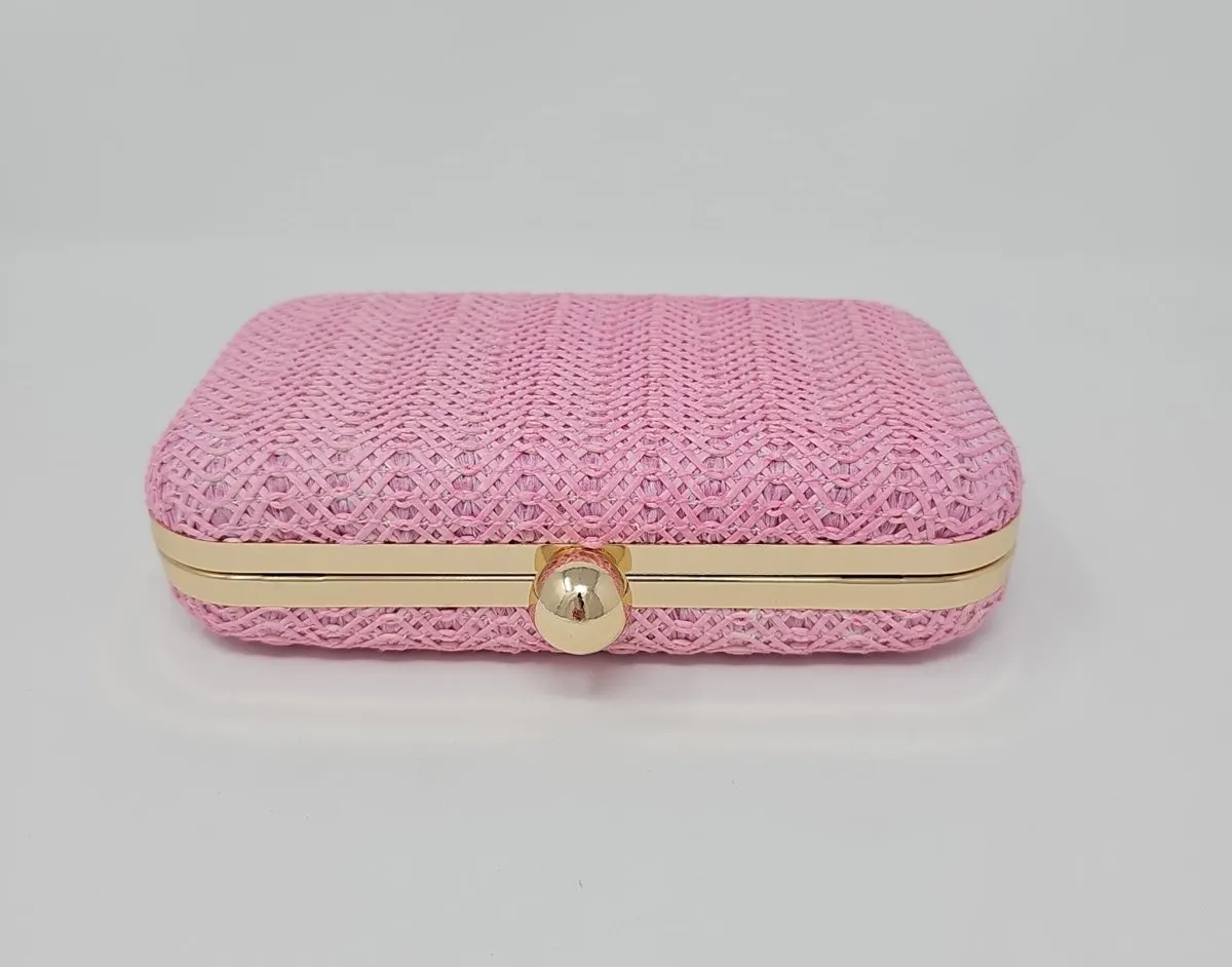 Baby Pink Knit Clutch Bag