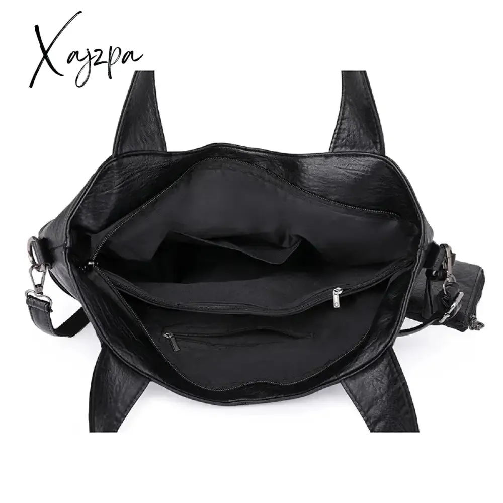Big Black Shoulder Bags for Women Large Hobo Shopper Sac Solid Color Quality Soft Leather Crossbody Handbag Lady Travel Tote Bag