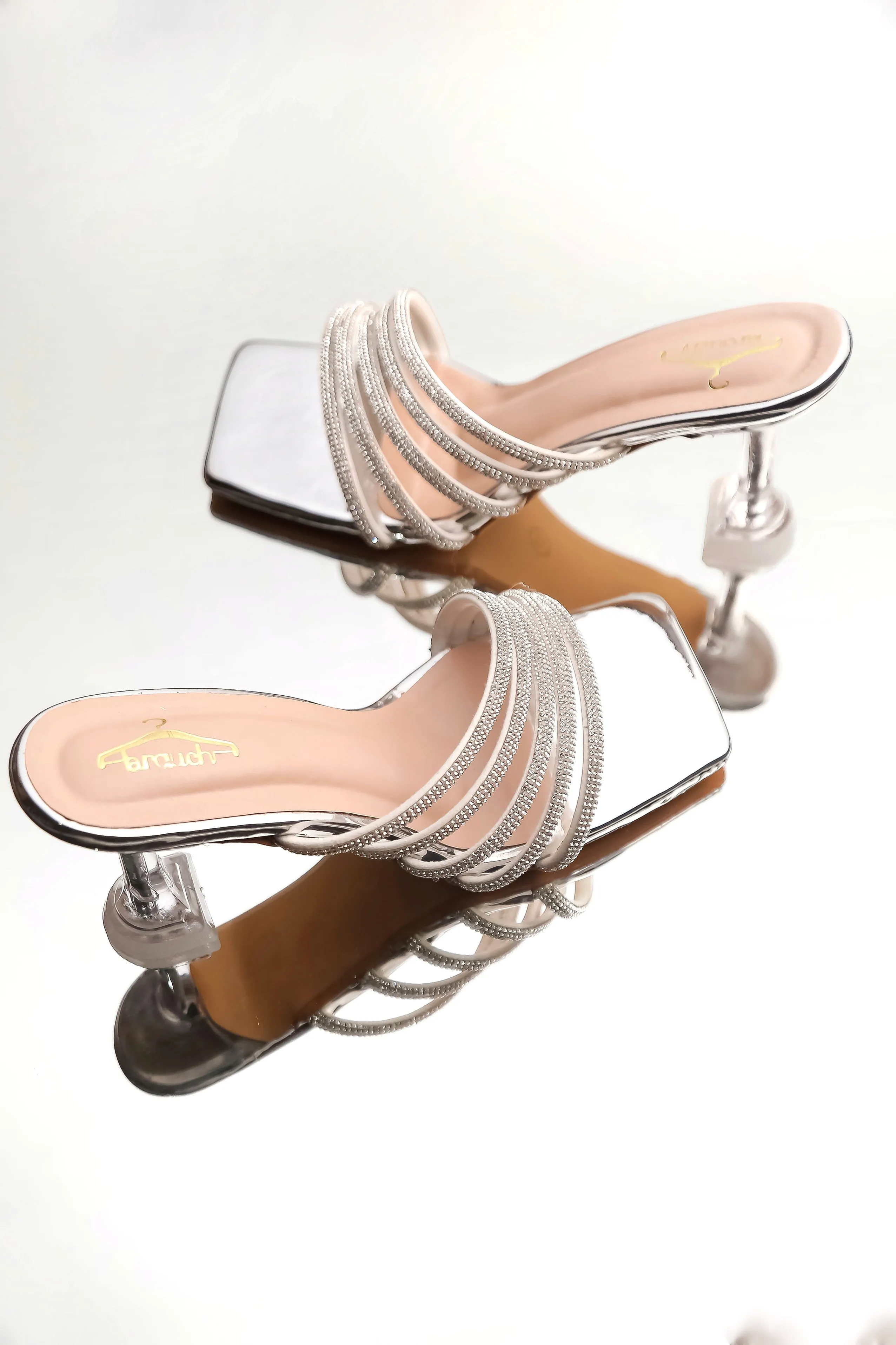Brauch Silver Rhinestone Multi-straps heel