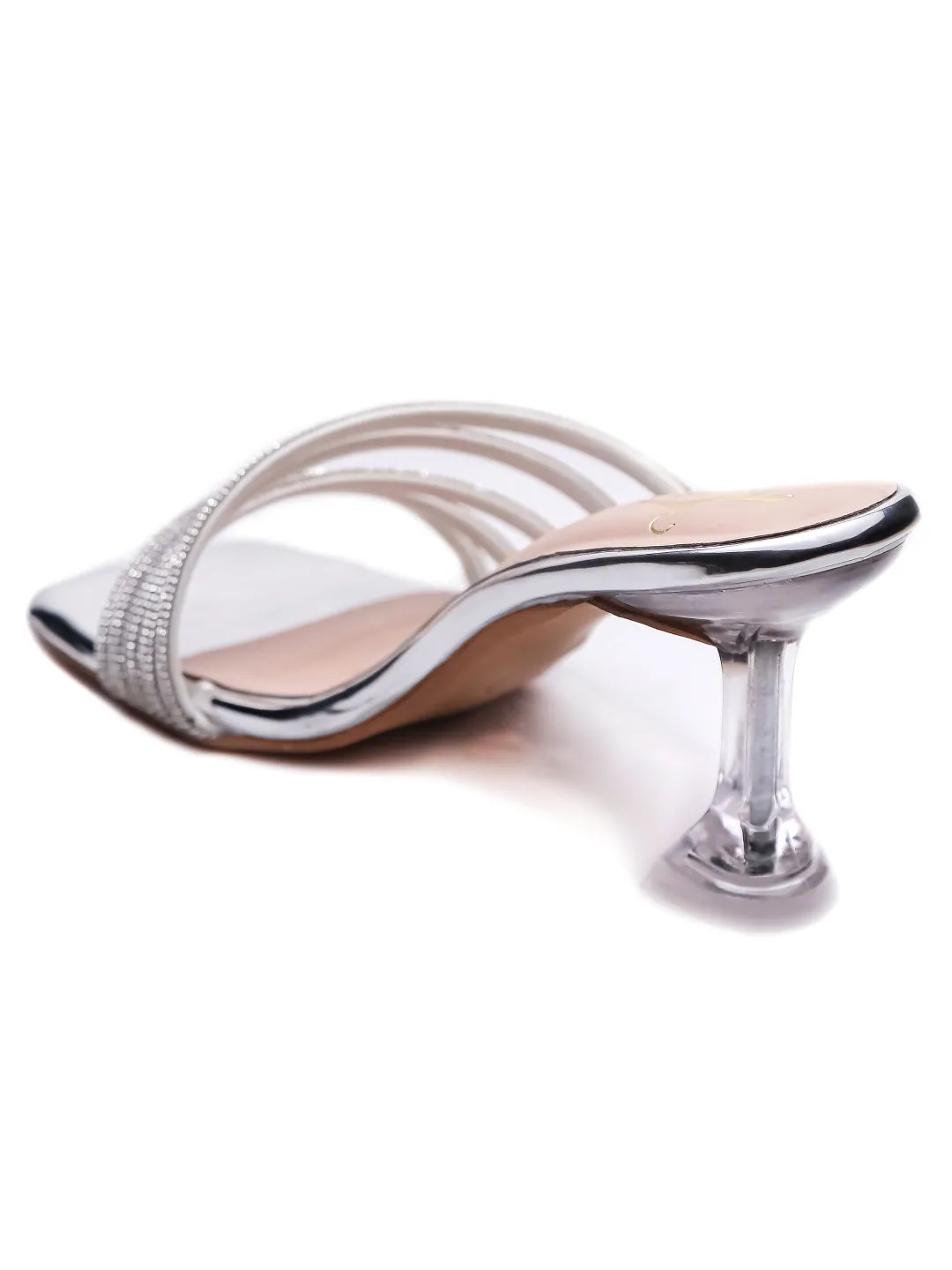 Brauch Silver Rhinestone Multi-straps heel