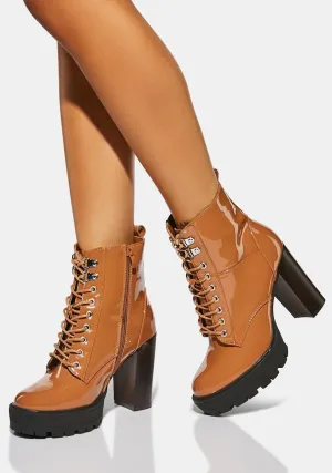 Brown Patent Asa Heeled Boots