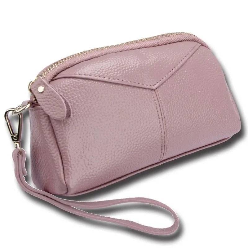 Casual Stylish Ladies' Quality Genuine Leather Clutch With Wristlet