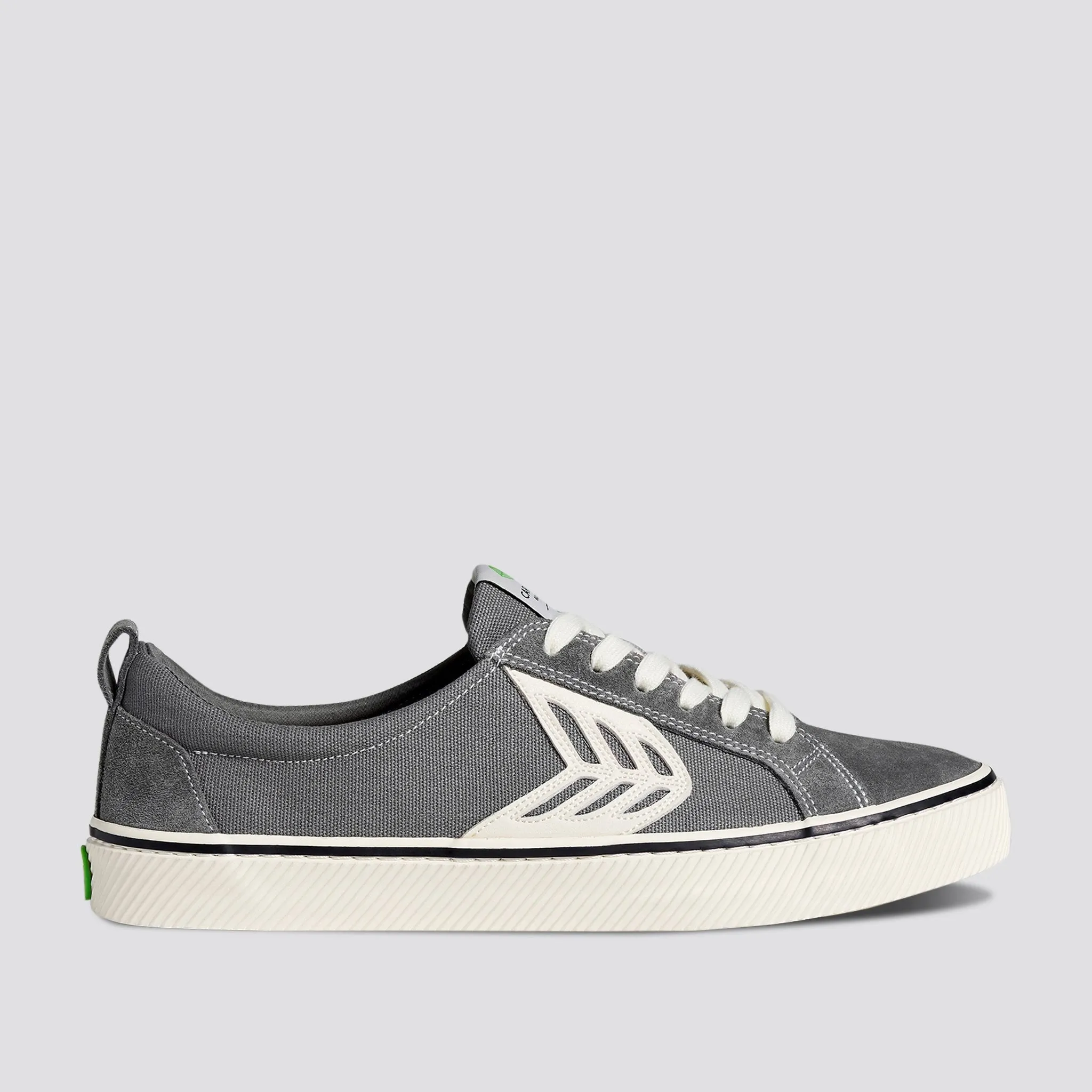 CATIBA Low Stripe Charcoal Grey Suede and Canvas Contrast Thread Sneaker Women