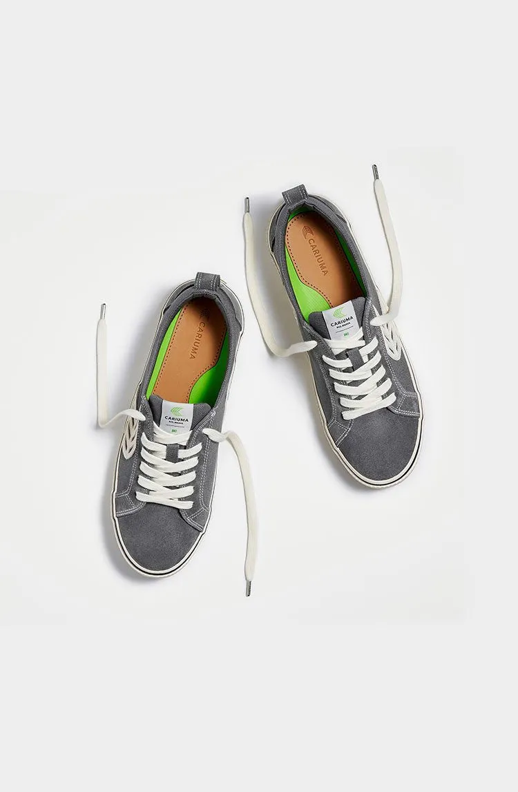 CATIBA Low Stripe Charcoal Grey Suede and Canvas Contrast Thread Sneaker Women