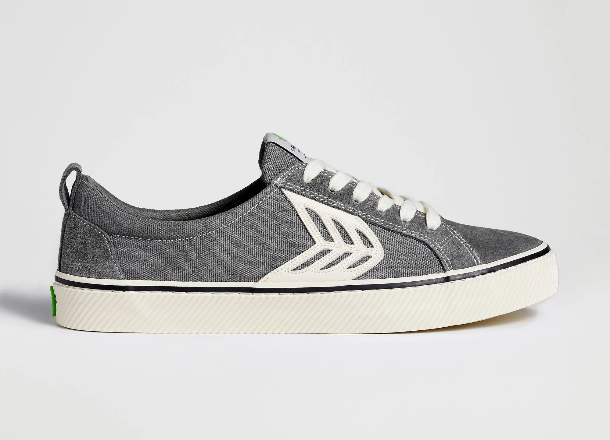CATIBA Low Stripe Charcoal Grey Suede and Canvas Contrast Thread Sneaker Women