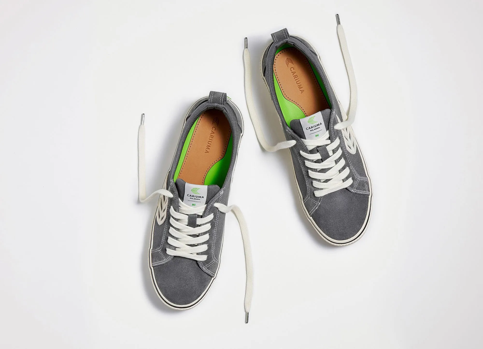 CATIBA Low Stripe Charcoal Grey Suede and Canvas Contrast Thread Sneaker Women