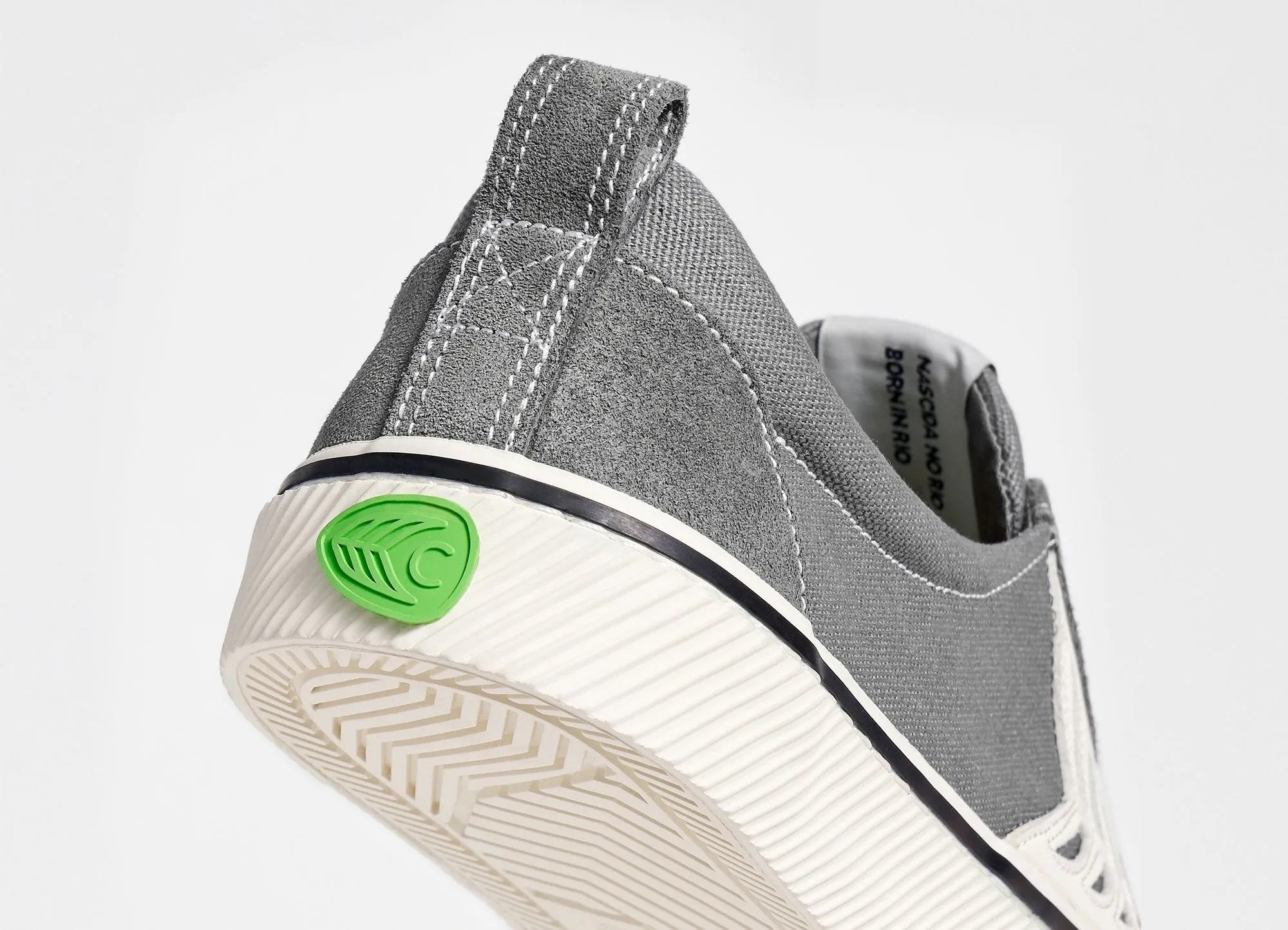 CATIBA Low Stripe Charcoal Grey Suede and Canvas Contrast Thread Sneaker Women