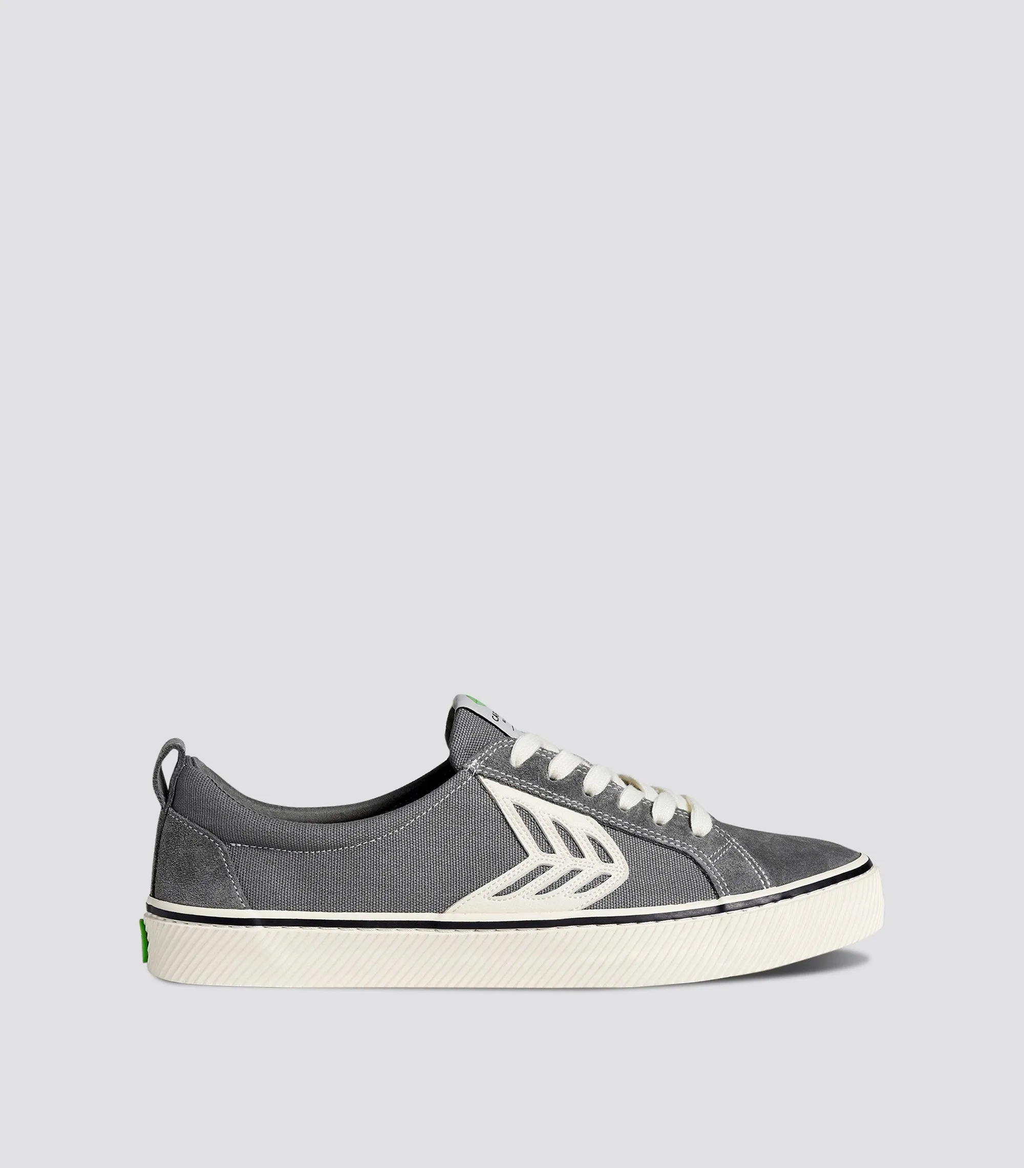 CATIBA Low Stripe Charcoal Grey Suede and Canvas Contrast Thread Sneaker Women