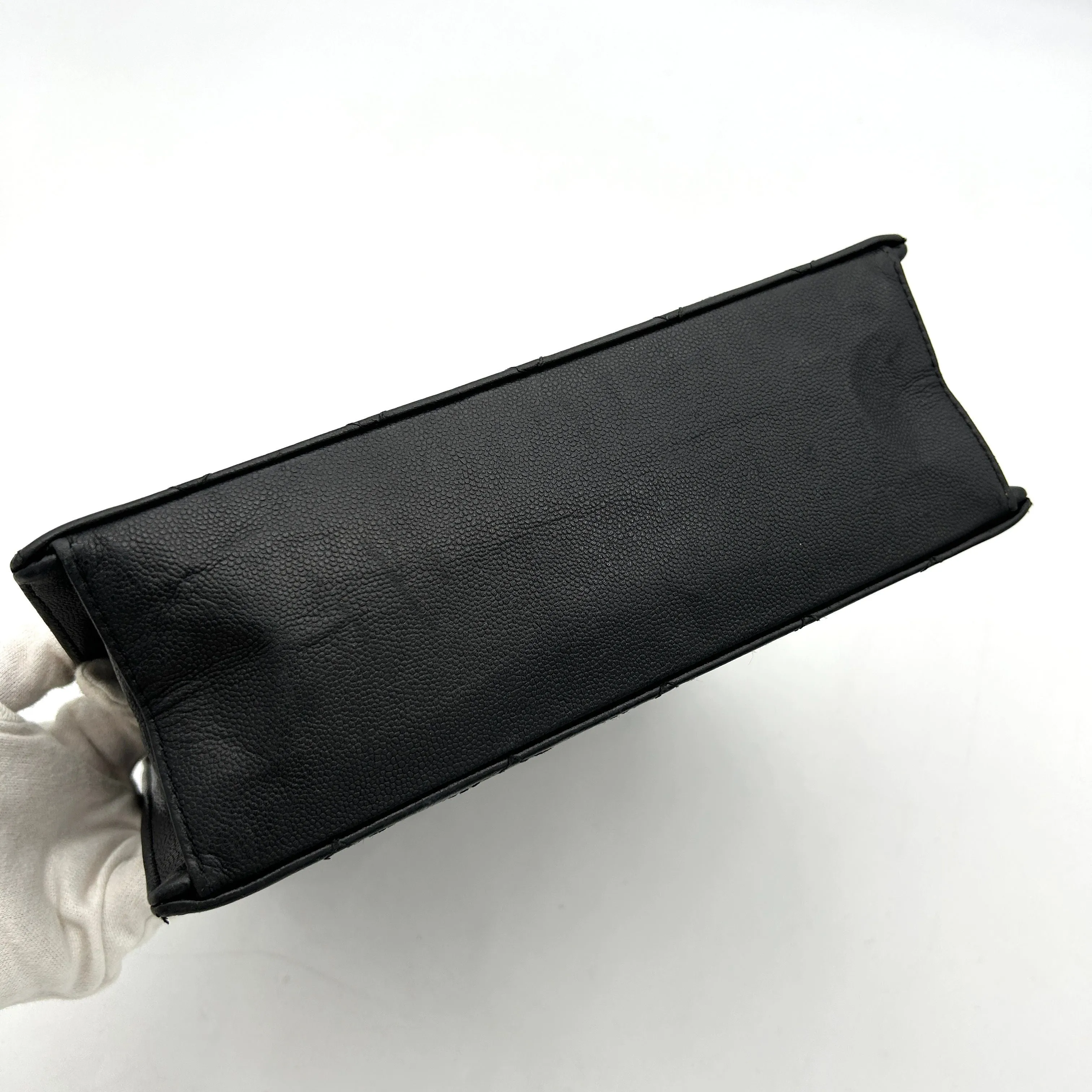 CHANEL Patent Quilted Top Handle Tote Black ch88180gs