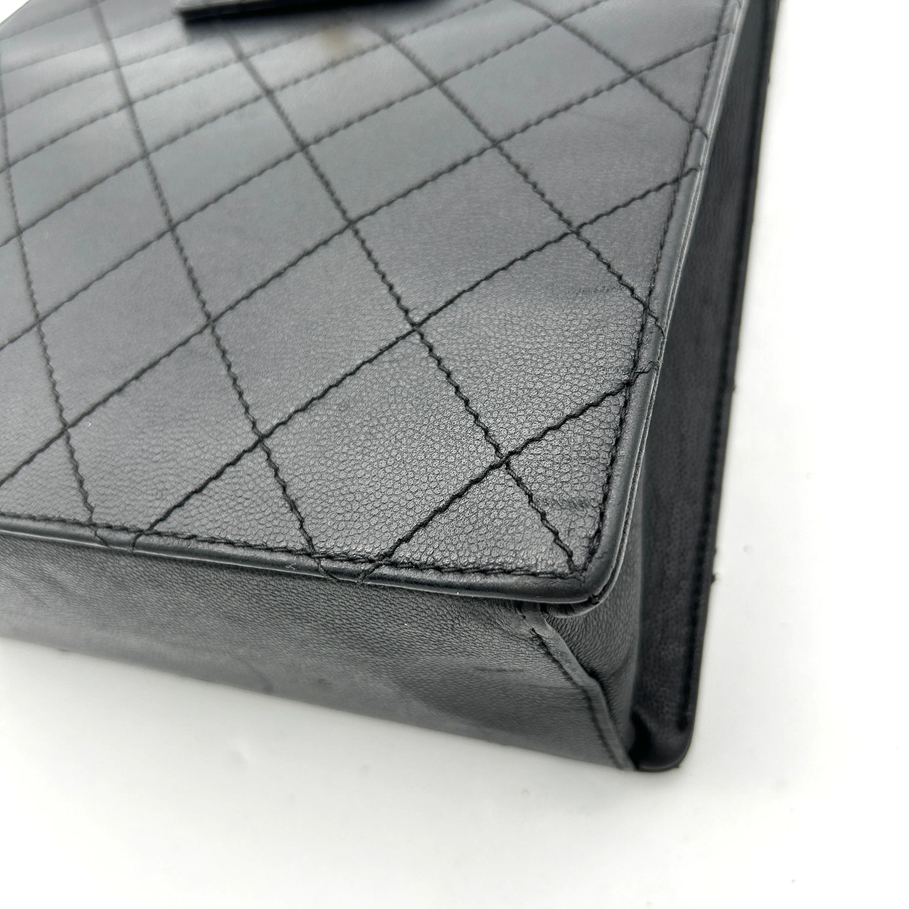 CHANEL Patent Quilted Top Handle Tote Black ch88180gs