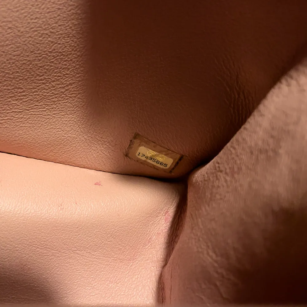 Chanel Peach Quilted Patent Leather Classic Jumbo Double Flap Bag