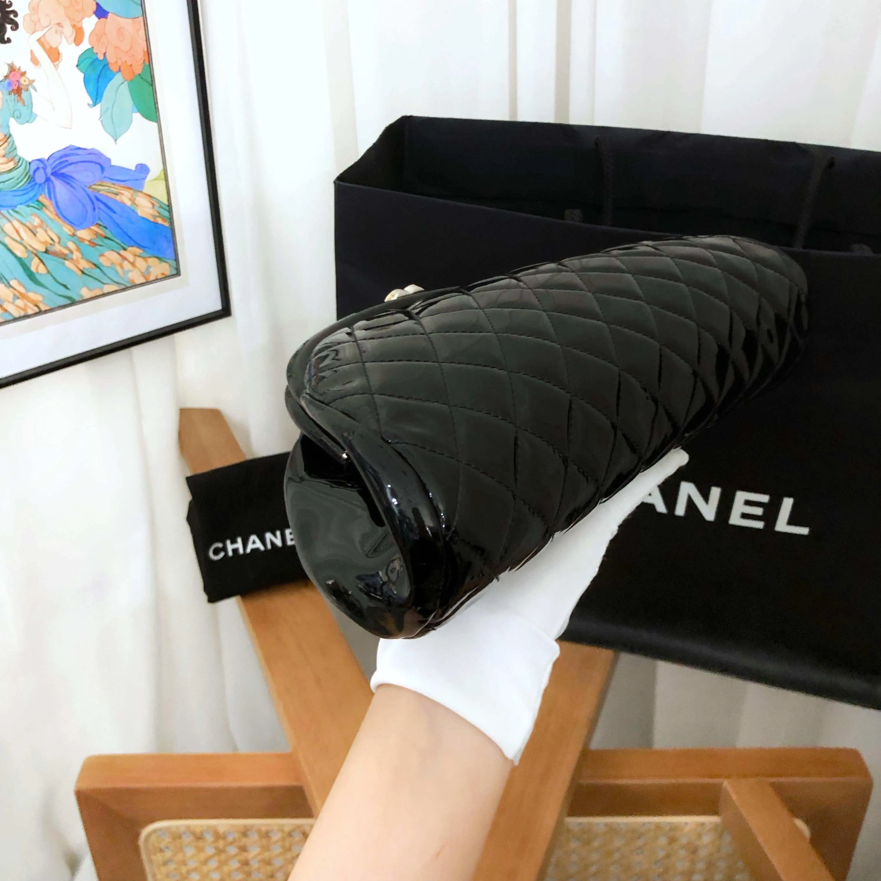 Chanel Quilted Black Clutch Bag Preloved 2011