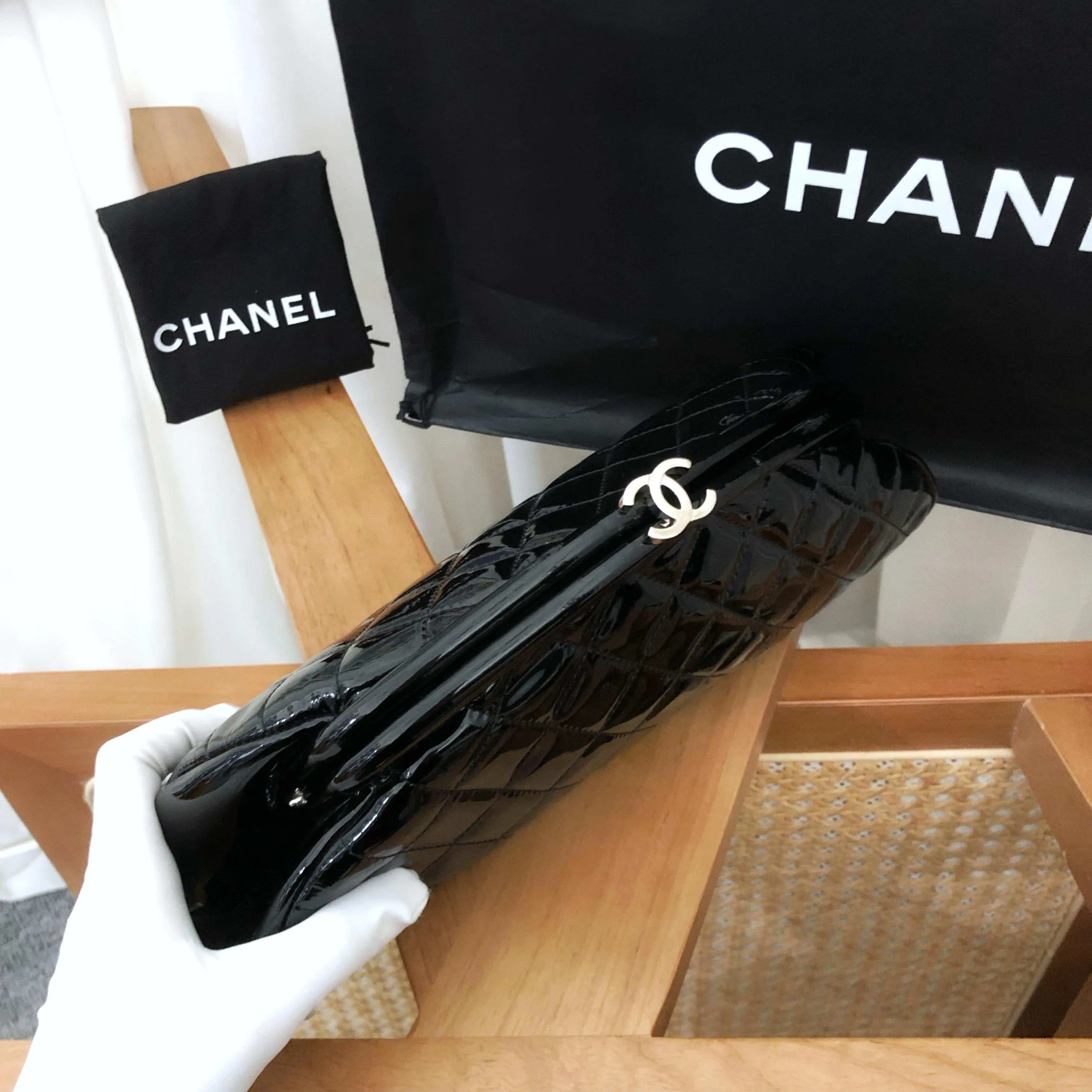 Chanel Quilted Black Clutch Bag Preloved 2011