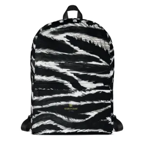 Chic Zebra Backpack, Animal Print Laptop Computer Tablet Travel Bag - Made in USA/EU