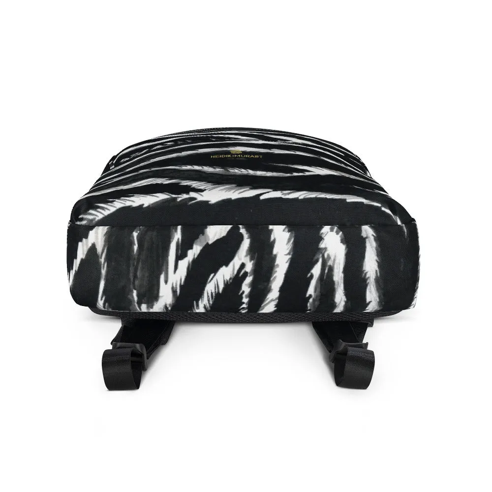 Chic Zebra Backpack, Animal Print Laptop Computer Tablet Travel Bag - Made in USA/EU