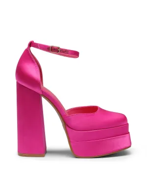 Chunky Platform Block Heel Square Toe Pumps