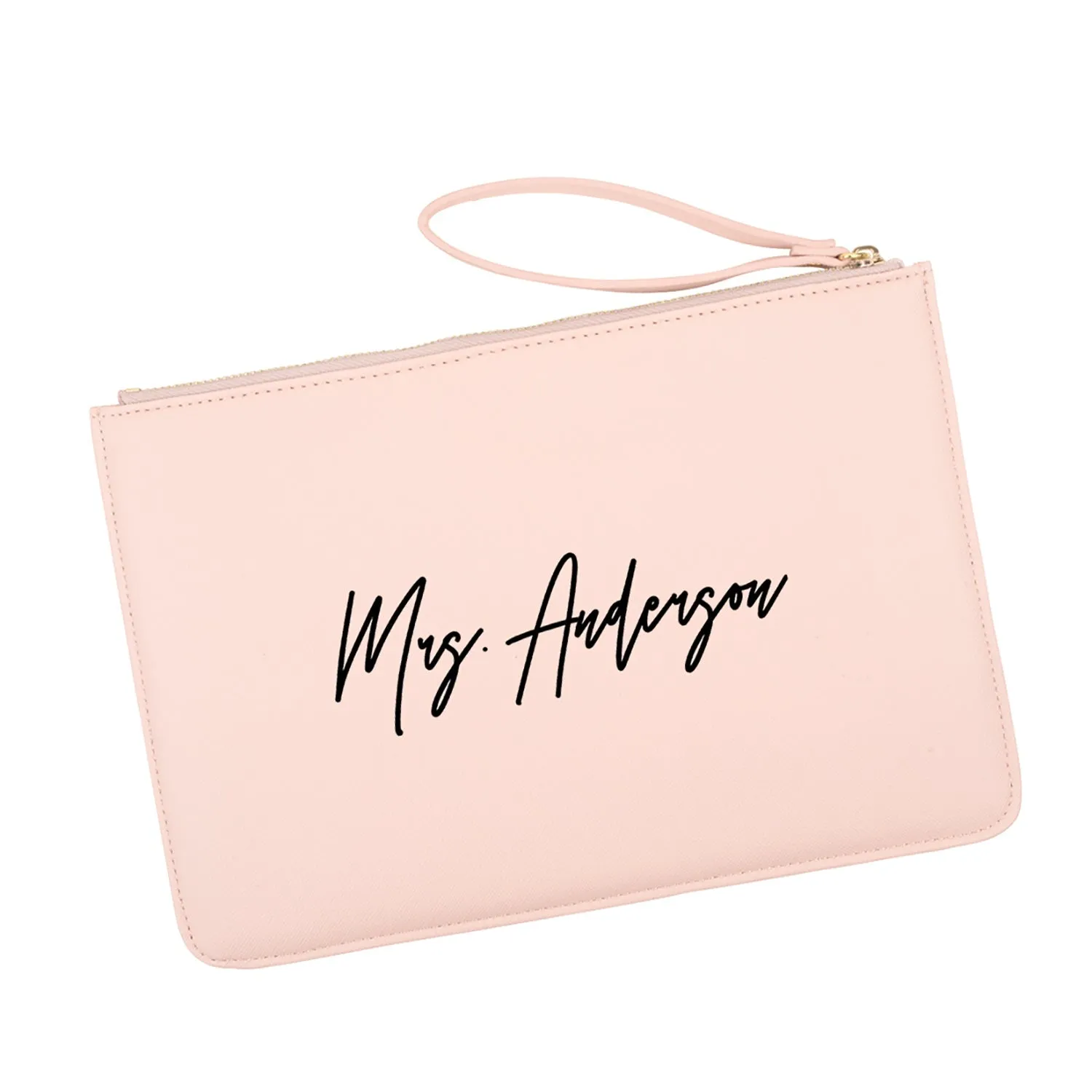 Custom Vegan Leather Wristlet Clutch Purse Pouch Bag for Bride