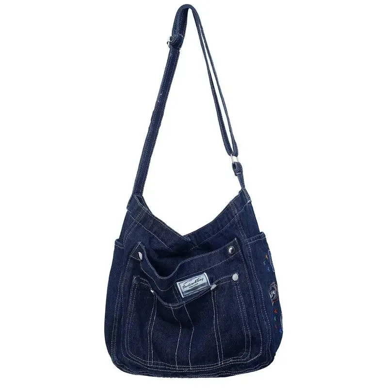 Denim Women's Retro Punk Embroiderd Handbag - Ailime Designs