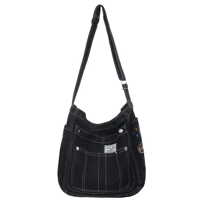 Denim Women's Retro Punk Embroiderd Handbag - Ailime Designs