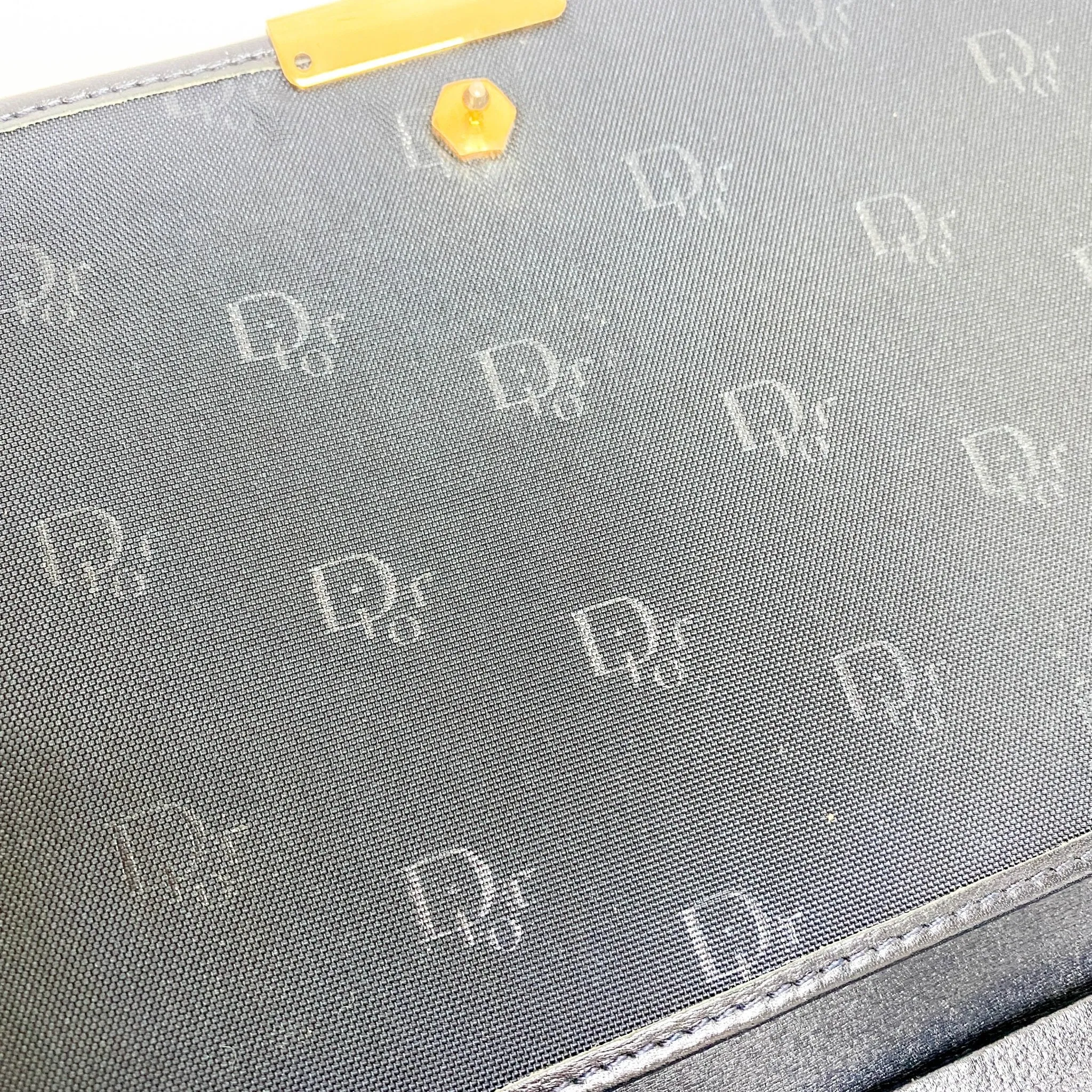 Dior Vintage Black Leather Letter Flap Chain Shoulder Bag