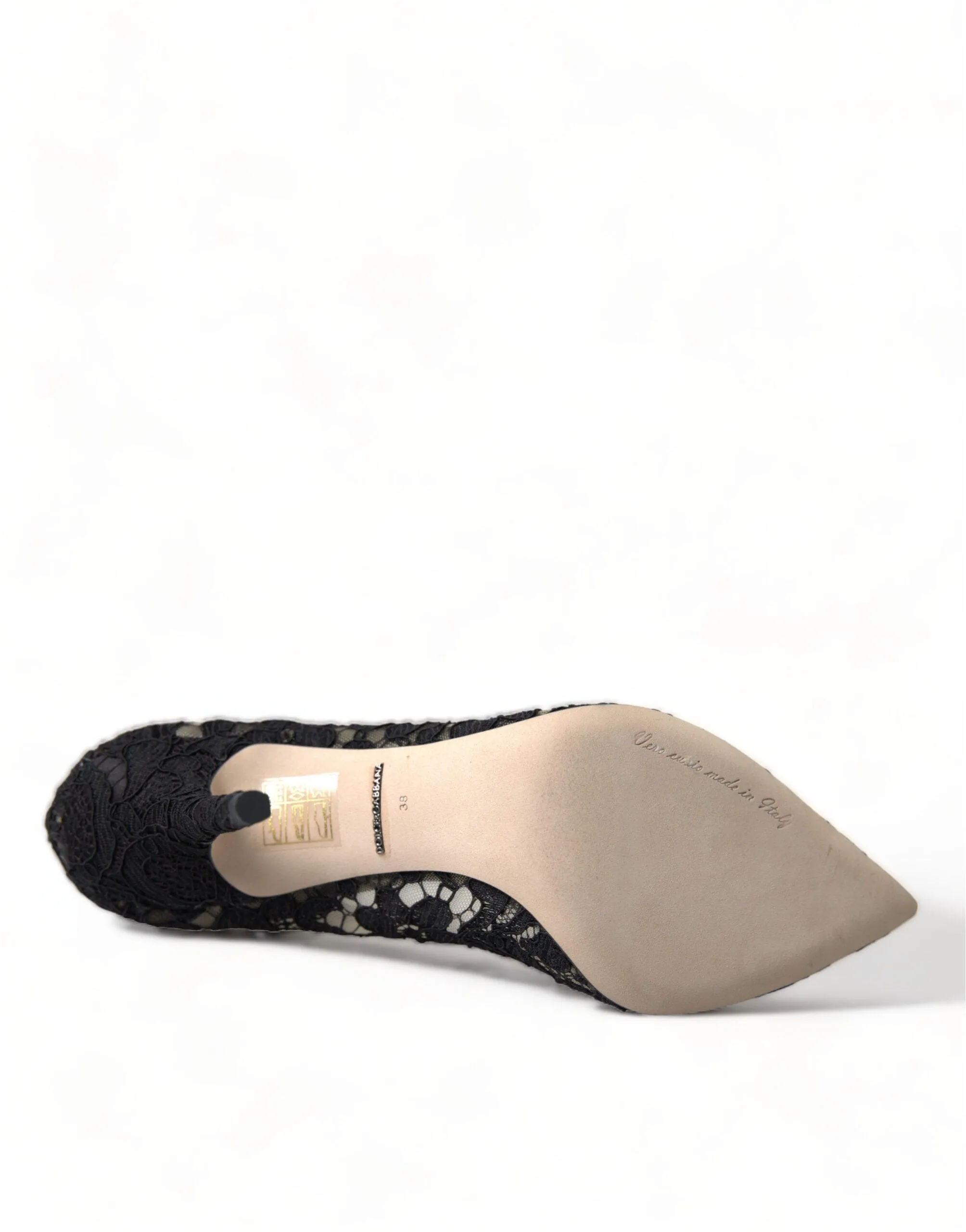 Dolce & Gabbana Black Taormina Lace Crystal Heels Pumps Shoes