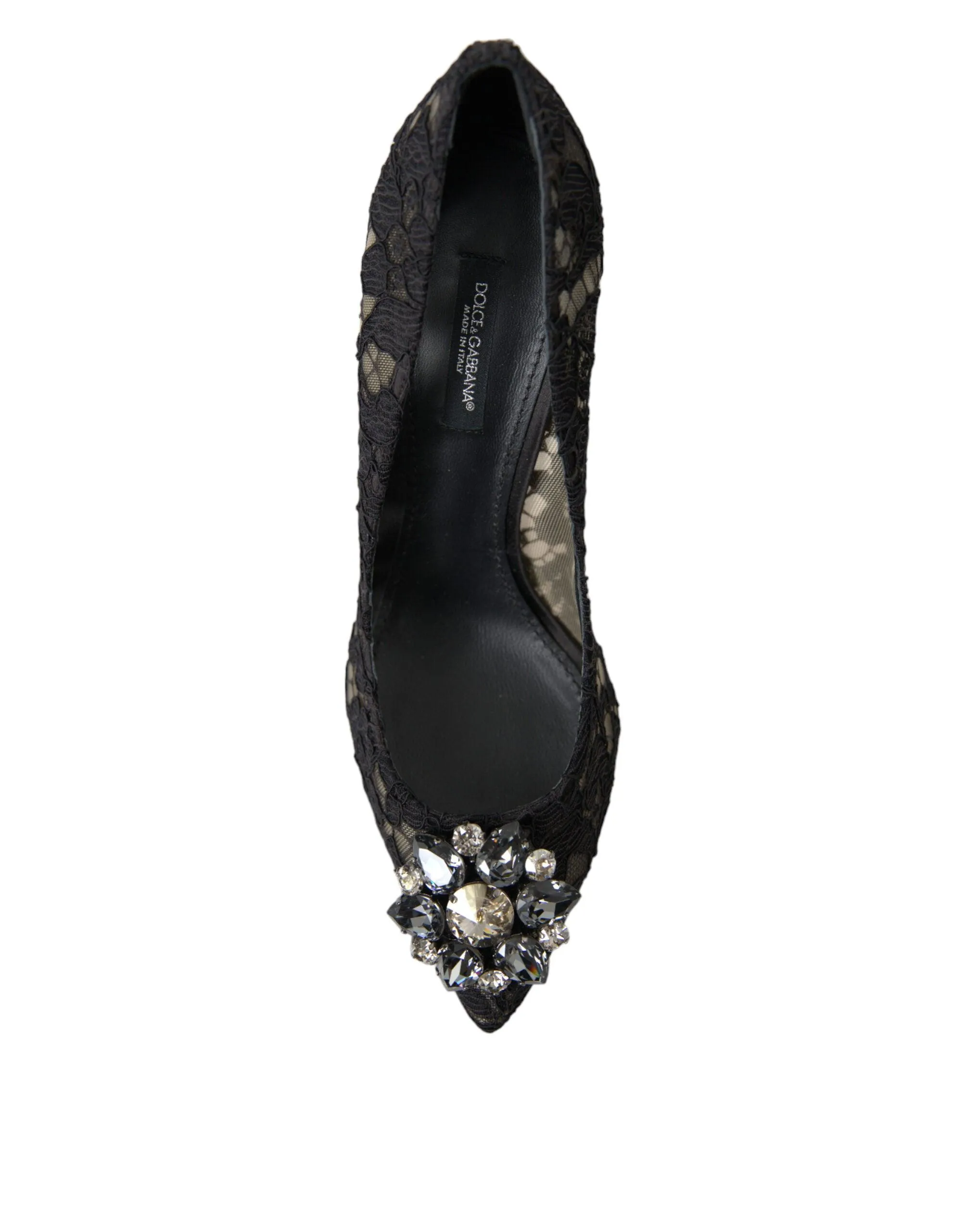 Dolce & Gabbana Black Taormina Lace Crystal Heels Pumps Shoes