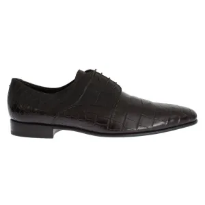 Dolce & Gabbana Brown Crocodile Derby Formal Dress Shoes