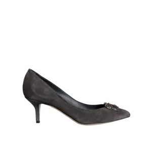 Dolce & Gabbana Gray Amore Suede Bellucci Heels Pumps Shoes