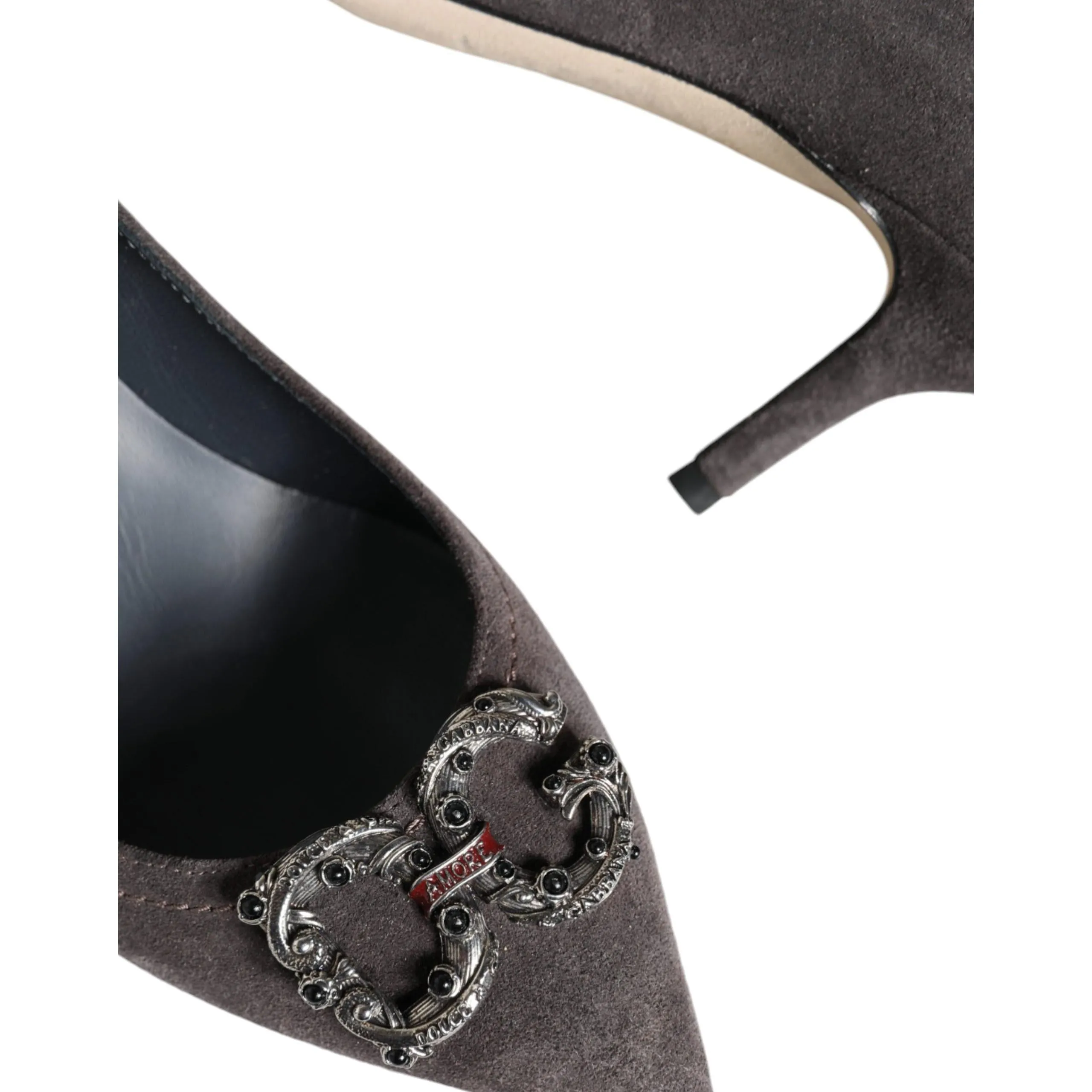 Dolce & Gabbana Gray Amore Suede Bellucci Heels Pumps Shoes