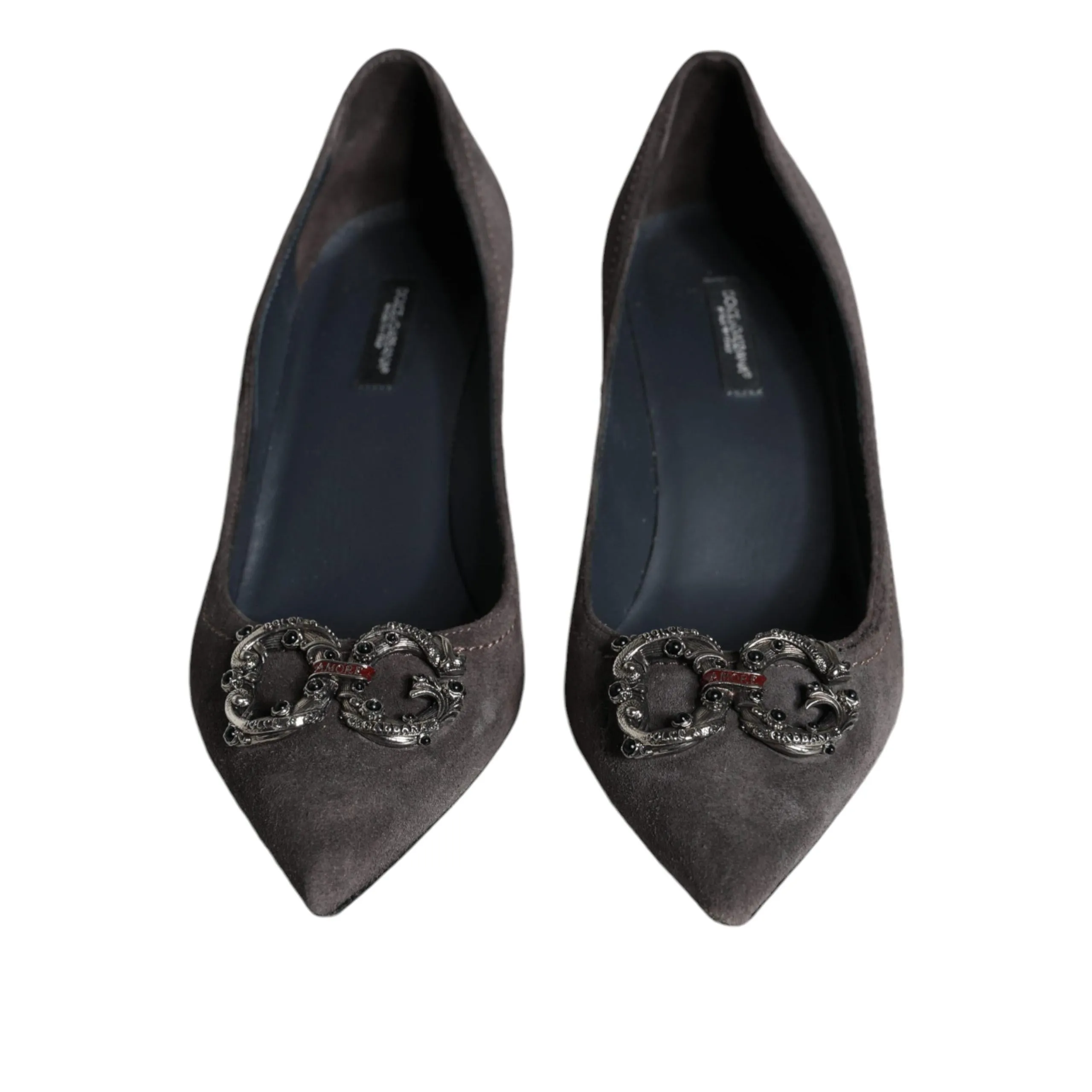 Dolce & Gabbana Gray Amore Suede Bellucci Heels Pumps Shoes