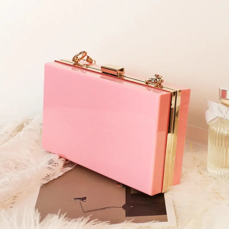 Fancy Rectangular Shaped Handbags with Detachable Chain