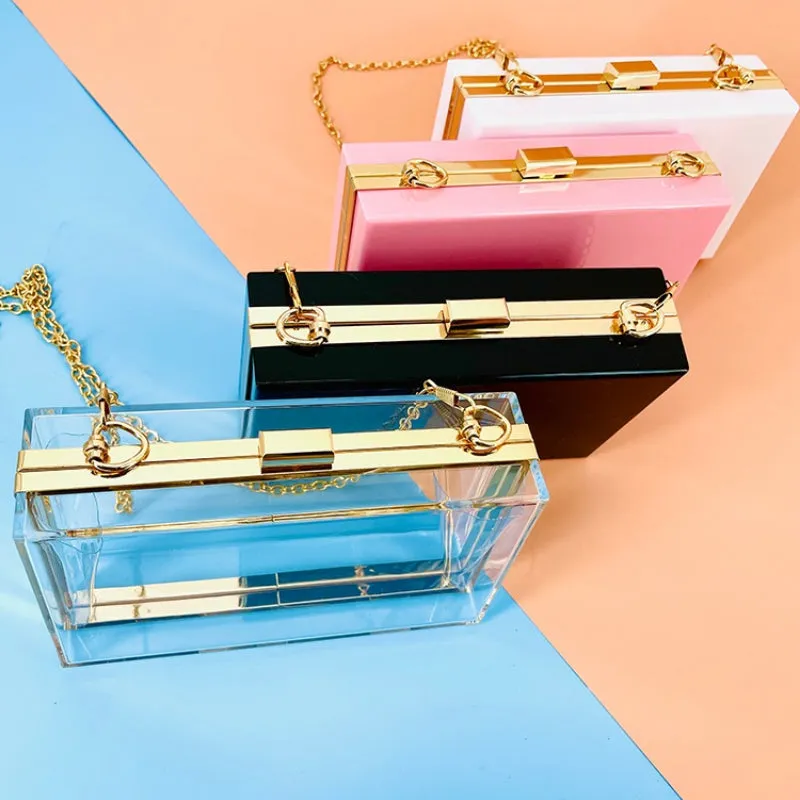 Fancy Rectangular Shaped Handbags with Detachable Chain