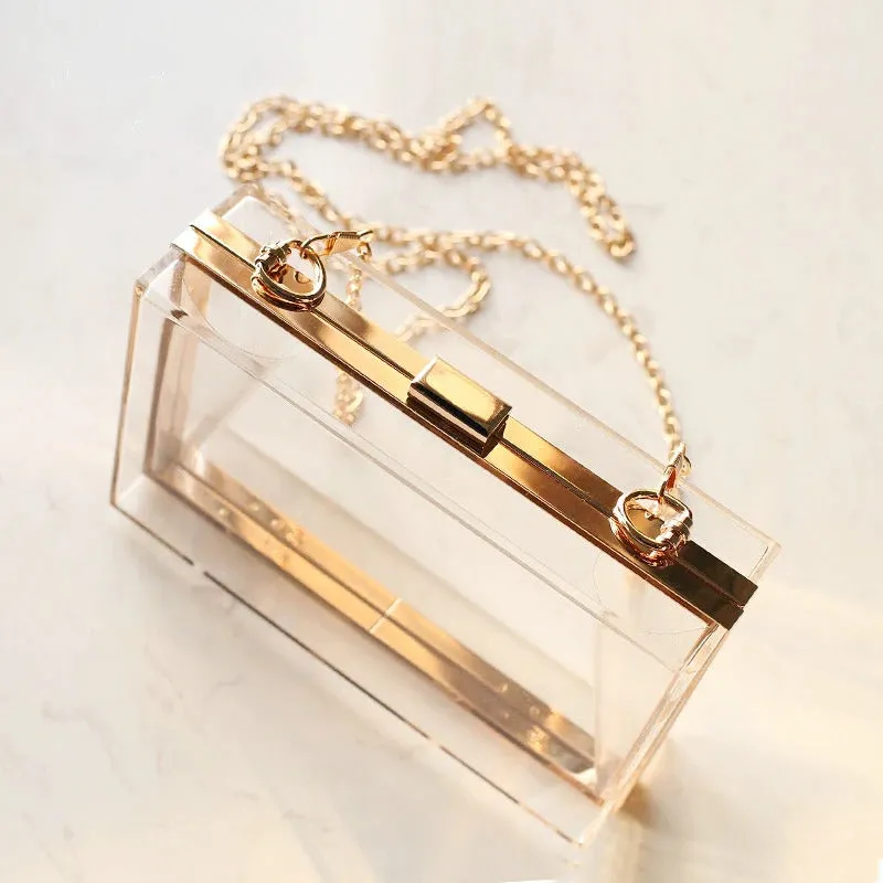 Fancy Rectangular Shaped Handbags with Detachable Chain
