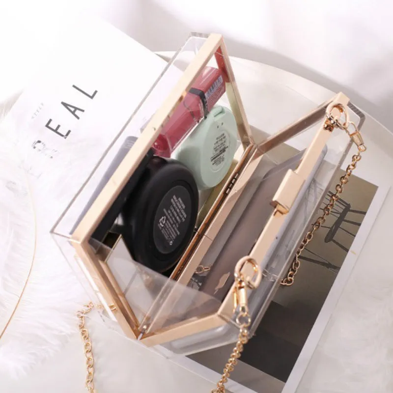 Fancy Rectangular Shaped Handbags with Detachable Chain