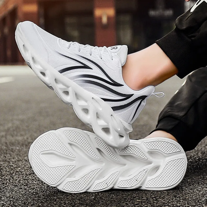 Flame Printed Sneakers Flying Weave Sports Shoes