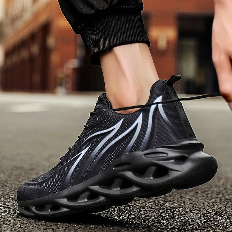 Flame Printed Sneakers Flying Weave Sports Shoes