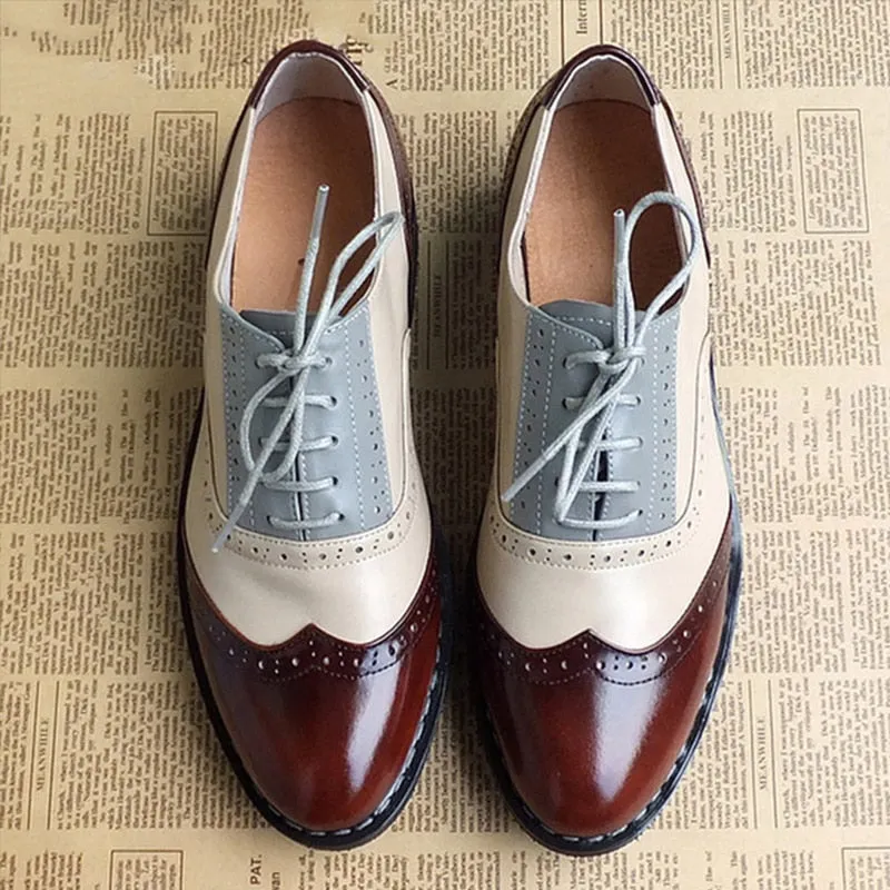 Genuine Leather Oxford Shoes Loafers For Women