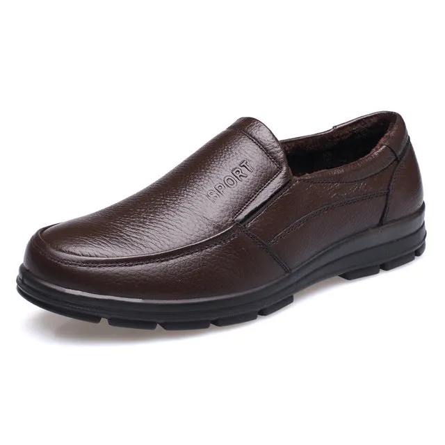 Genuine Leather Shoes Plush Mens Casual Shoes