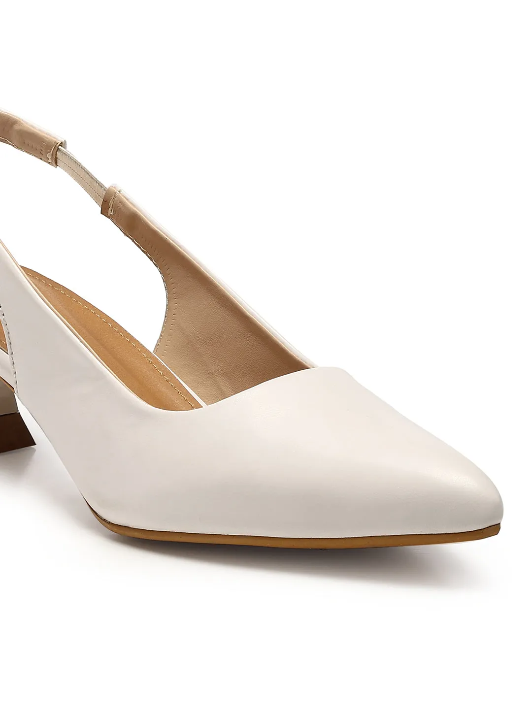 GNIST Sling back Pumps White Kitten Heels