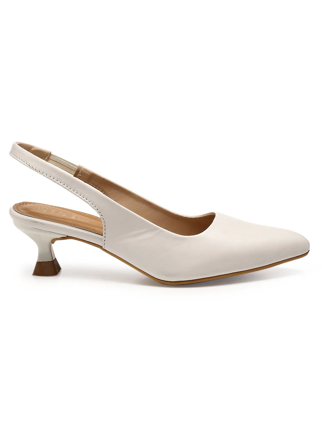 GNIST Sling back Pumps White Kitten Heels